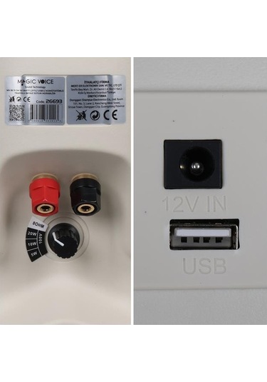 Magicvoice Mv-36 11 Cm 50 Watt Komütatörlü Hat Trafolu Krem Beyaz Sütun Hoparlör 2'li Takım