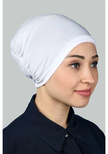 Altobeh Hazır Pratik Geçmeli Lastikli Tesettür Bone - Beyaz
