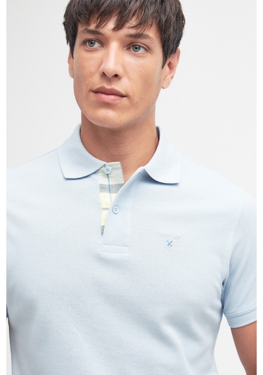 Barbour Tartan Pique Polo Yaka Bu44 Niagara Mist Mavi