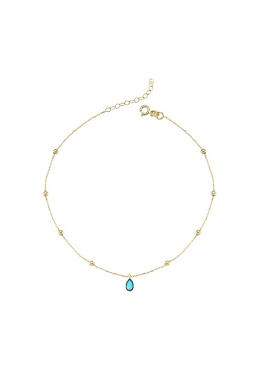 Firuze Mavisi Renkli Taşlı Altın Halhal As38hl Altınsepeti