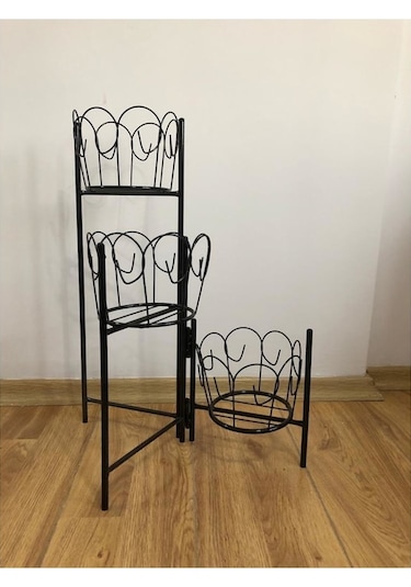 Dekoratif Metal Ferforje 5 Katlı Saksılık -Çiçeklik