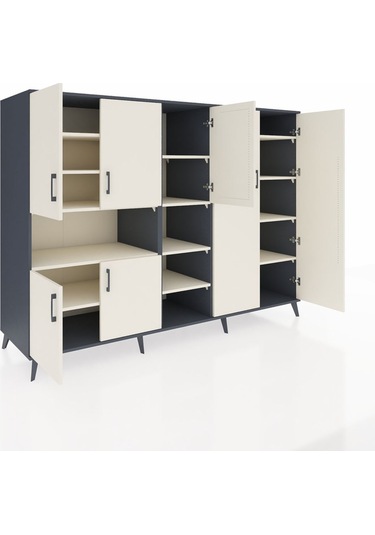 Kronos Dolap 13 Raflı 7 Kapaklı 220x59x163 Antrasit-aytaşı Antrasit-aytaşı