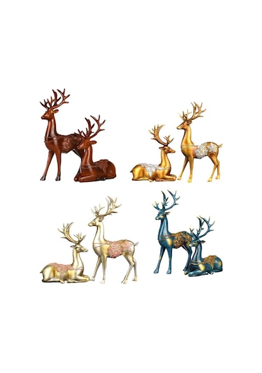 Homyl Yılbaşı Mavisi Için Çift Geyik Süs Reçine Mavi Tarif Edildiği Gibi