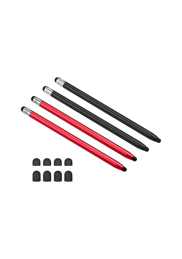 Aubyhe "4'lü Çift Uçlu Metal Stylus Kalem - Yüksek Hassasiyetli Dokunmatik Ekran Kalemi 2 Siyah 2 Kırmızı "