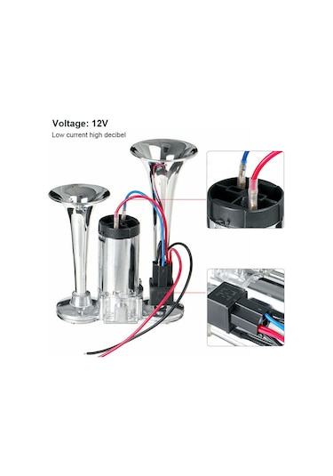 12v Araç Elektrikli Korna İçin 600db Güçlü Ses Çift Tüp Metal Araba Kornası