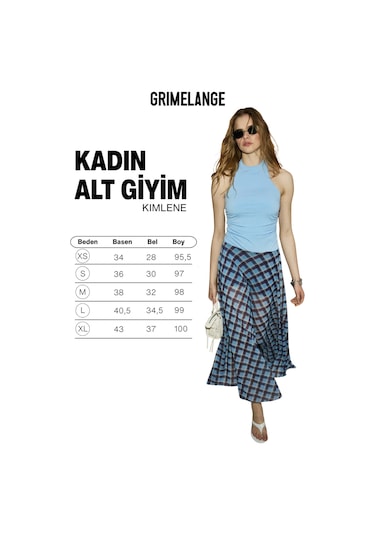 Grimelange Kımlene Kadın Yumuşak Ve Esnek Kumaşlı İçi Şortlu Mavi Etek