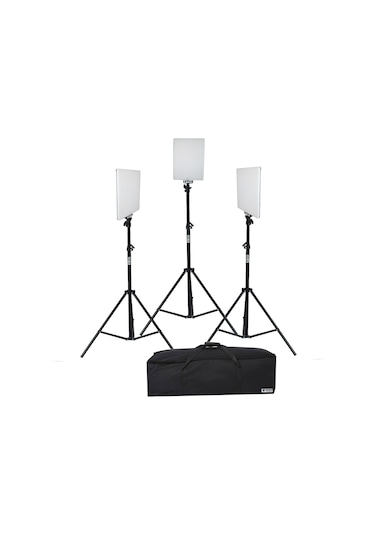 Deyatech 530 Led Fotograf Video Sürekli Işık Seti 3 x Led Panel Tripod Ayaklı + Çanta