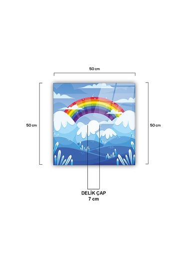 Cam Avize Göbeği | Gökkuşağı | 50Cm X 50Cm Çok Renkli