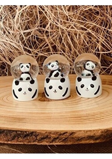 Küçük Boy Panda Kar Küresi Işıklı 6.5 Cm Çok Renkli