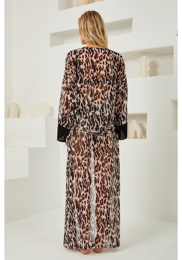 Lapieno Mayo Üzerine Tek Pareo Kimono 4824 Leopar Siyah01 Siyah01
