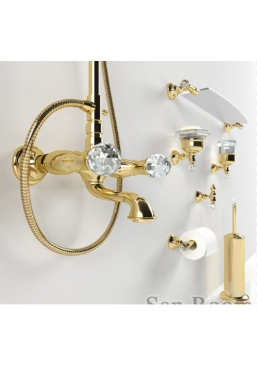 İtalyan Webert Karenina Banyo Bataryasi Altın-swarovsky Taşli-el Duşu Seti , Askisi Dahi L Krom