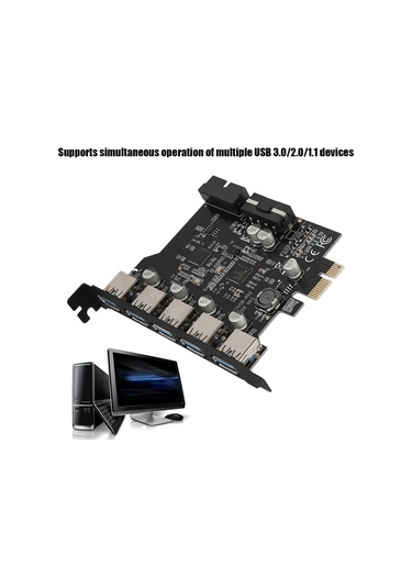 Springsun Pcı-e X1/x16 Usb 3.0 Gen1 5 Port 5gbps Genişletme Kartı, Uasp Desteği, Çoklu Cihaz Erişimi, 19pin, 5x Usb-a