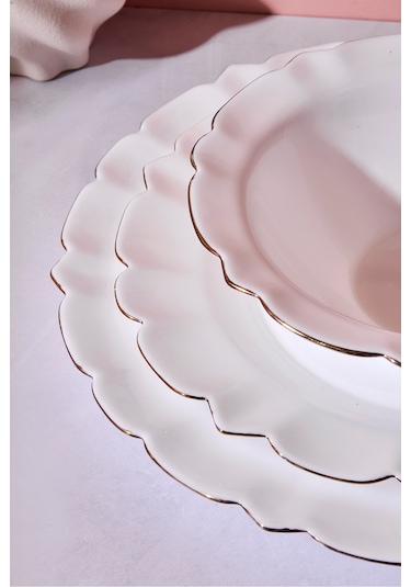 Sunflower Opal 18 Parça 6 Kişilik Yemek Takımı Beyaz Beyaz