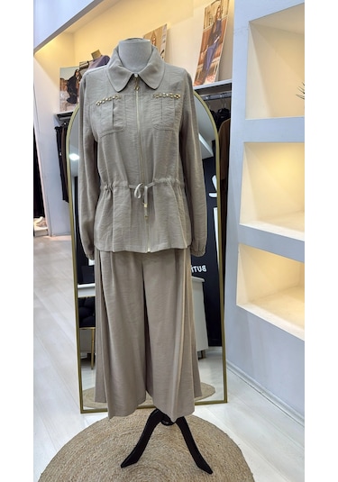 Nuss Pantolonlu Takım 1049 Bej Bej
