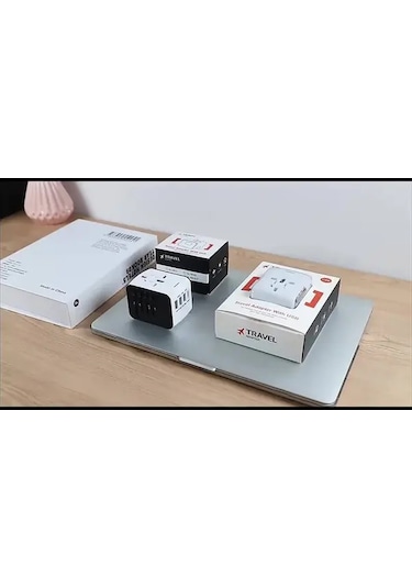 Xuweiwei Beyaz Dünya Çapında Seyahat Adaptörü Tip C 3 Usb Port Ve Ac Prizi Evrensel Seyahat Adaptörü Siyah BEYAZ