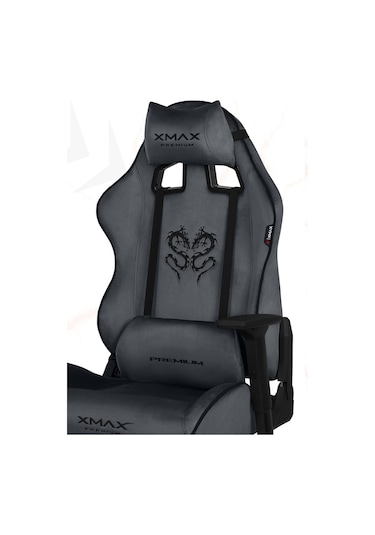 Rio Balerion Koyu Plaza Grisi Kadife Terletmez Kumaş Gaming Oyuncu Koltuğu-2 Gri