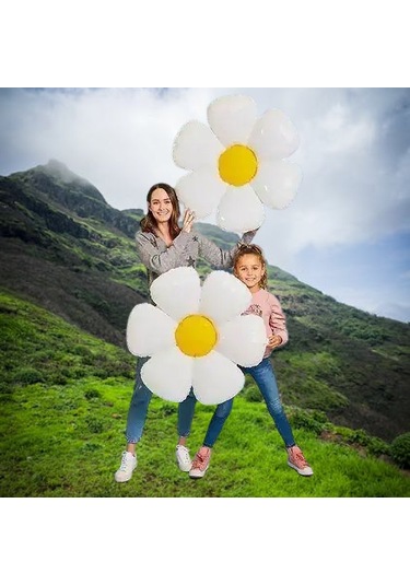 Folyo Balon Papatya Görselli 50x40 +71x71 2 Boy 2 Li Paket Doğum Günü Süsü Çok Renkli