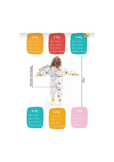 Çift Kat Organik Pazen Erkek Çocuk Bebek Uyku Tulumu 2.5tog Çok Renkli