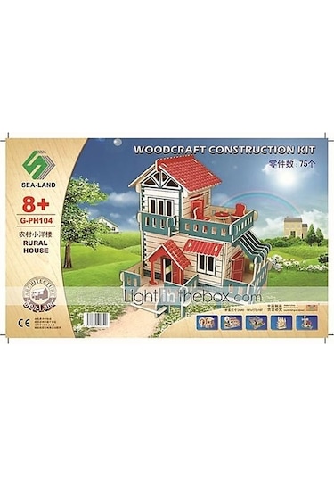75 Parça 3D Ahşap Maket Puzzle Kırsal Ev Rural House Woodcraft