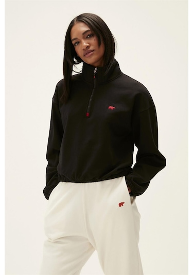Bad Bear Scarlette Half Zip Kadın Sweatshirt-25242-siyah Siyah