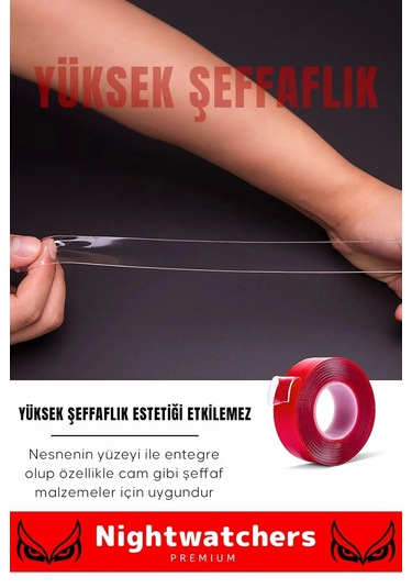 Deluxe Ekstra Güçlü Çok Amaçlı Çift Taraflı Tamir Cam Mekan Montaj 2mt Silikon Şeffaf Bant 5 Adet