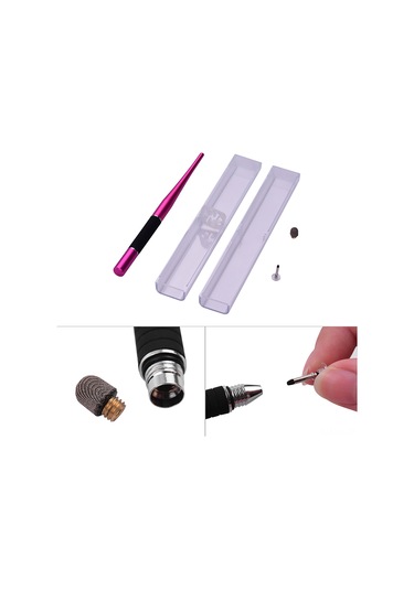 Vkemall Wk-131 Metal Kalem Seti: Çift Uçlu Disk + Fiber Dokunmatik, Yüksek Hassasiyetli, Yazma-çizim İçin, Pembe, Kutulu Paket