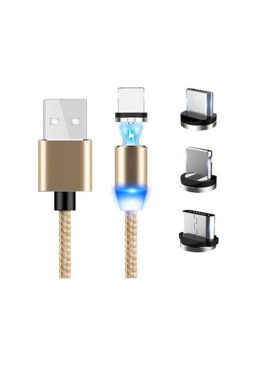 Wondernest Veri Usb 3'lü Şarj Manyetik Kablosu Hızlı 2m Arada M Lichen