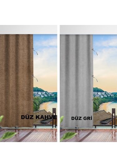 Balkon Perdesi, Balkon Brandası, Korniş Düğmeli, Bağcıklı Hazır.