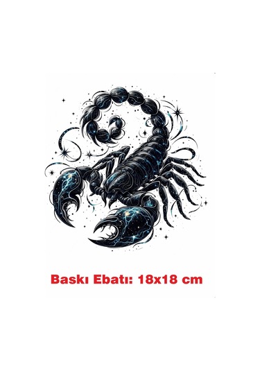 Akrep Burcu Temalı Ütü İle Yapışan Tekstil Kumaş Tişört Dtf Baskı 3557