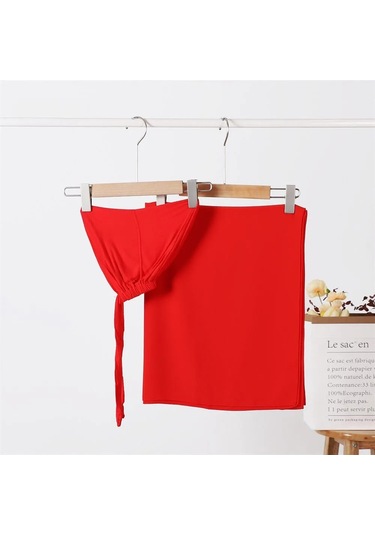 Noenname Null Kadın Şifon Başörtüsü & Jersey Undercap Seti - 2 Parçalı Kırmızı