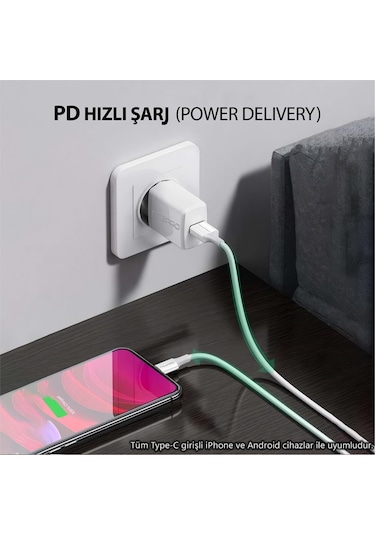Nicepro Npo UTC20 45 W 2 M Tpe USB To Type-C Hızlı Şarj Ve Data Kablosu