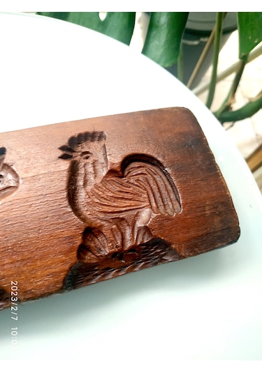 Omeniv Antika Masif Ahşap 3 Figürlü Pasta Kurabiye Kalıbı