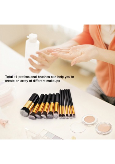 Mufunye 11 Adet Profesyonel Makyaj Fırçası Seti Yüz Fondöten Pudra Allık Göz Farı Makyaj Fırçaları Aracı