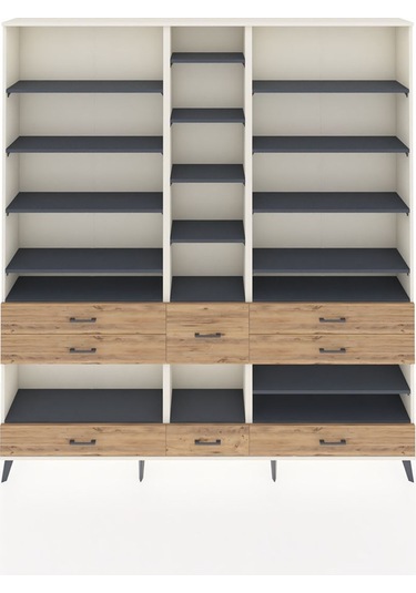 Arges Dolap 19 Raflı 8 Çekmeceli 220x30x243 Aytaşı-antrasit/çam Antrasıt/atlas Çam