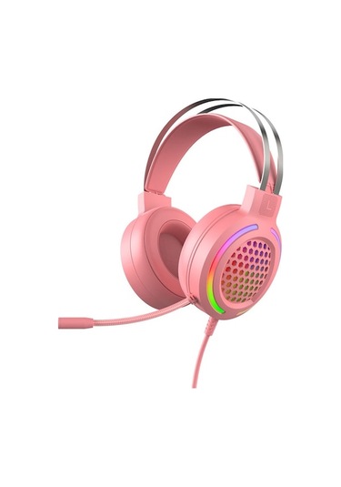Usb7.1 Kablolu Baş Üstü Kulaklık Rgb Oyun Kulaklığı 50mm Hoparlör Ünitesi Çok Yönlü Gürültü Azaltma Mikrofonu Pembe - Pembe
