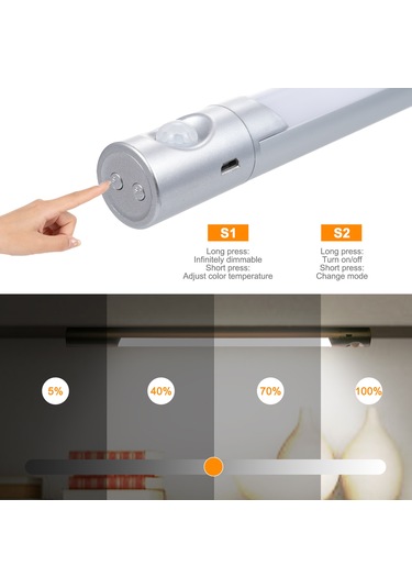 Leezsing Dolap Işığı: Akıllı Vücut Algılama, 3 Renk Tonu, Sürekli Parlaklık Ayarı, 270 Döner Algılayıcı, 4000mah Pil, Manyetik Taban Diğer