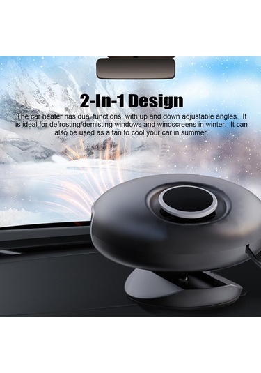 Lemestar 12v Siyah Araba Isıtıcı Fan 2-in-1: Hızlı Isı, Pencere Buğu/buz Giderici, 360 Döner, Otomobil Suv Kamyonet Uyumlu Yf-180