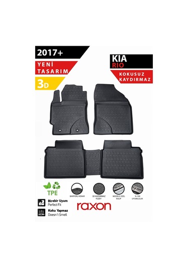 Kia Rio 2017+ 3d Havuzlu Paspas 5 Parça Tam Uyumlu, Su Geçirmez