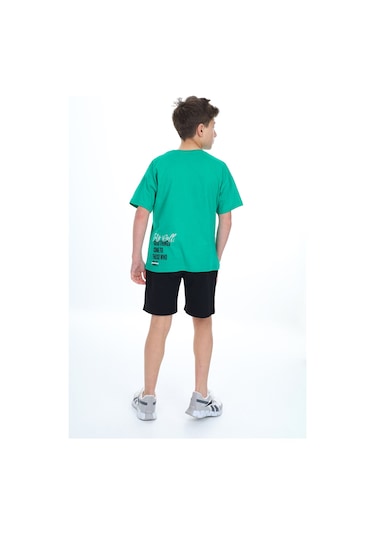 Toontoy Kids Toontoy Erkek Çocuk Baskılı Şortlu Takım Koyu Yeşil