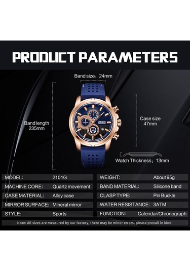 Megir 2101 İş Quartz Spor Erkek İzle 3atm Su Geçirmez Büyük Kadran Geniş Yüzlü Kol Saati Mikrosaniye Saniye Dakika Kronograf Alt Kadranlar Takvim Saat Erkekler İçin Silikon Kayış İle Çok Renkli