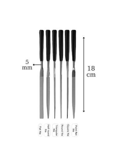 6 Parça Mini Eğe İğne Model Demir Ahşap Metal Törpü Eğe 18 Cm