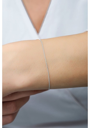 Azuris Silver Azuris Silver 925k Gümüş 1 Mm Gurmet Zincir Bileklik Gümüş