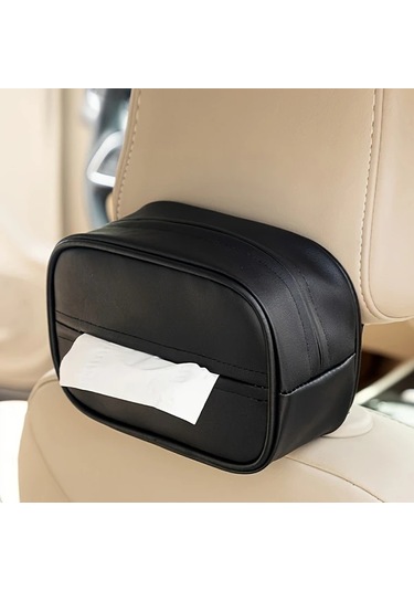 Hightower Araç Arka Koltuk Pu Deri Mendil Tutucu, Evrensel Kağıt Saklama Organizörü A-brown A-kahverengi