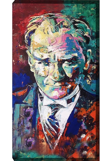 Mustafa Kemal Atatürk Yağlı Boya Efektli Premium Kanvas Tablo