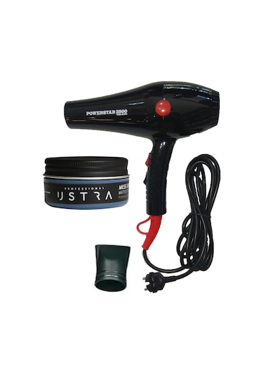 Powerstar 3500 Saç Kurutma Fön Makinesi + Ustra Mess Up Mat Krem Wax 100 ML