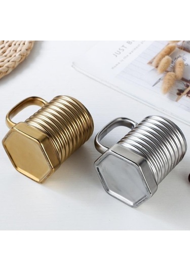 Novahub Altın Roman Seramik Fincan Kupa, Vidalı Kahve Bardağı, 300-400ml, Yaratıcı Kahve Fincanı Altın