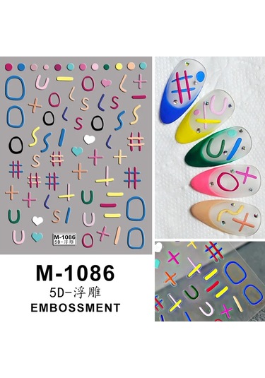 Nail Art Etiketler Çıkartmaları 5d Kabartmalı Kendinden Yapışkanlı Karikatür Çiçek Kelebek Yıldız Tırnak Çıkartmaları 天空蓝