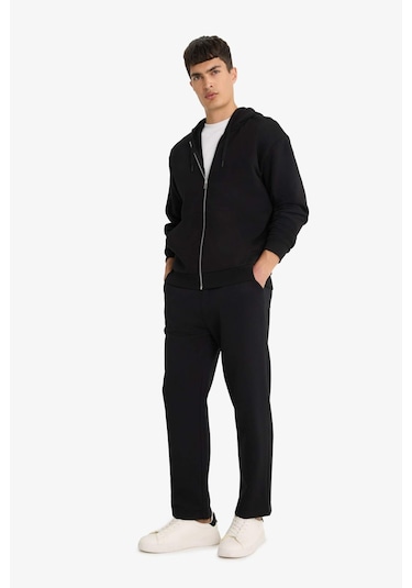 DeFacto Regular Fit Eşofman Altı İçi Polarlı Basic Düz Cepli Beli Bağcıklı Düz Paça D7836AX25SPBK81