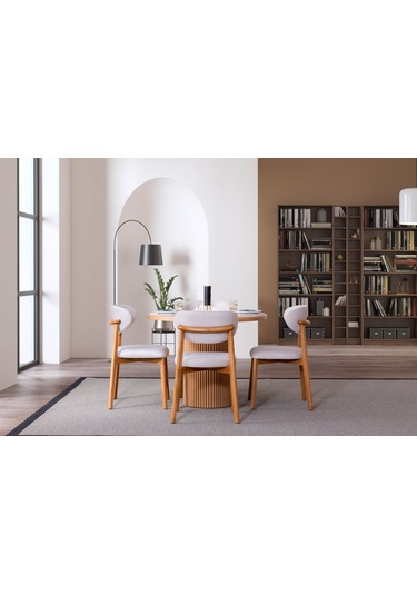 Luxor İskandinav Natural Ahşap Masa Sandalye Takımı 100x100 Natural