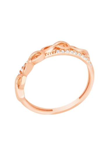 Diamond Line - Gülaylar - Pembe Altın 14 Ayar Sonsuzluk Yüzük